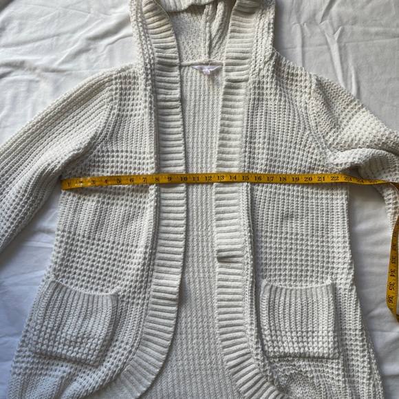No‎ Boundaries XXL Cream Hooded Waffle Knit Cardigan Sweater – Soft & Cozy - Picture 6 of 8